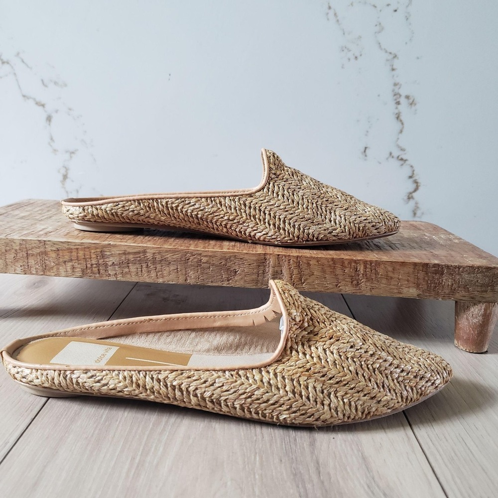 Dolce Vita Slides Womens 6.5 White Woven Pointed Toe Slip On Flat Mules Casual - Picture 3 of 8
